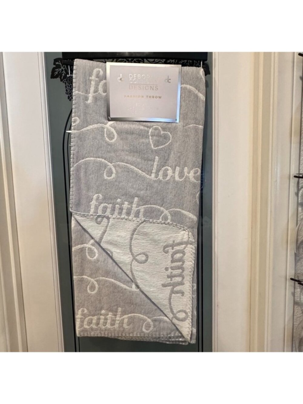 Deborah Connolly Designs Reversible Chenille Woven Faith Hope Love Throw Blanket